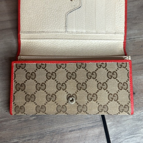 GUCCI Guccisima Long Wallet GG Canvas & Red Leather BOX INCLUDED - Picture 5 of 10